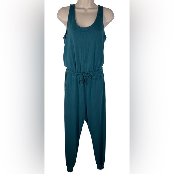 Athleta Women's Borealis Teal Green Sleeveless Comfy Jumpsuit - Picture 4 of 5